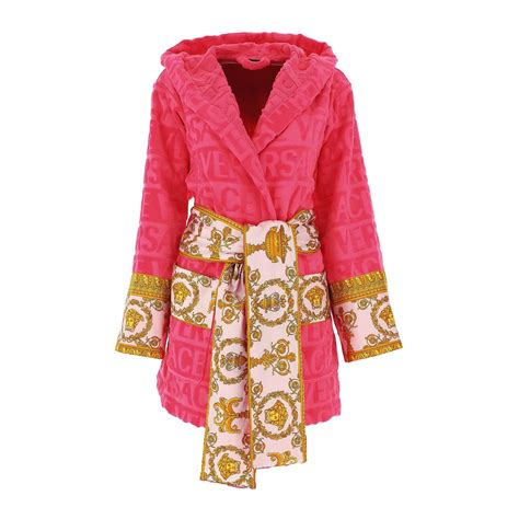 pink versace dressing gown|Versace hooded bathrobe.